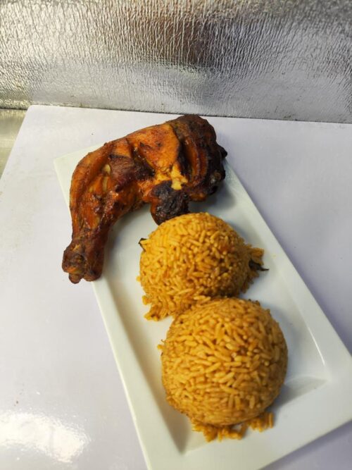 Jollof rice and medium chicken